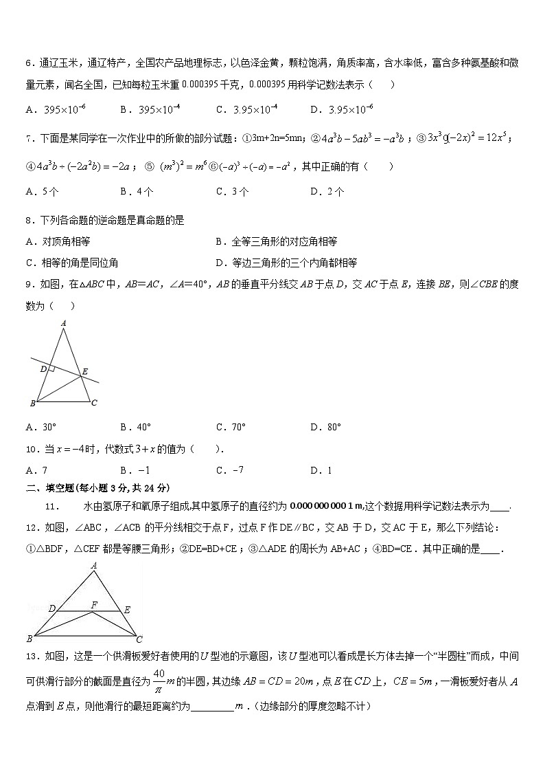 广东省梅州大埔县联考2023-2024学年数学八年级第一学期期末综合测试模拟试题含答案第2页