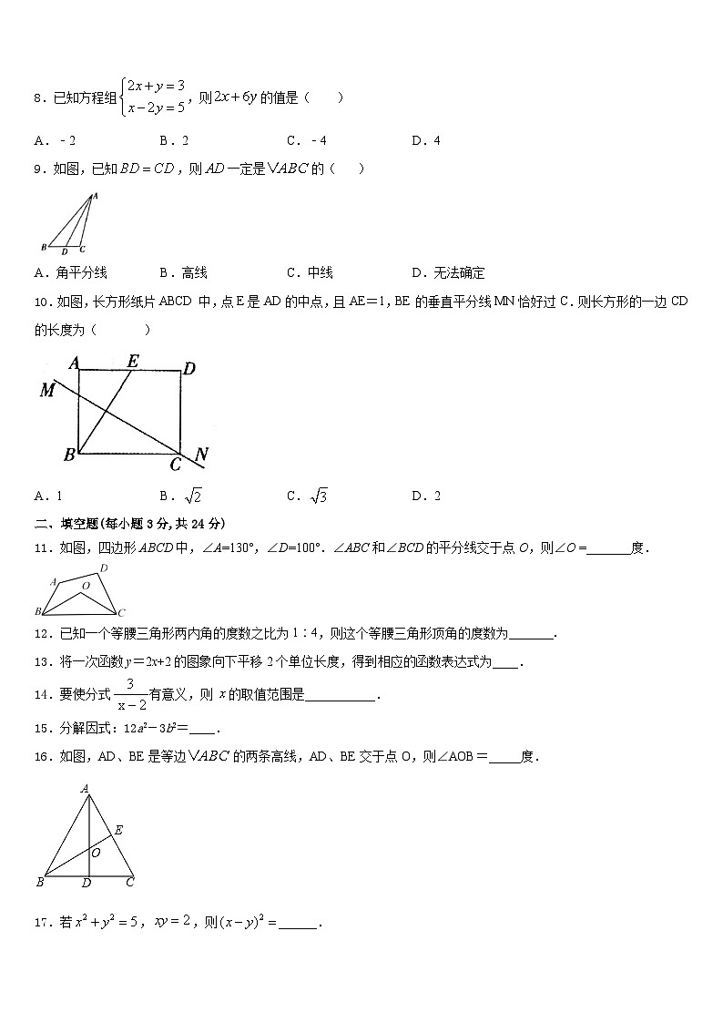 广东省湛江市三校2023-2024学年数学八上期末复习检测模拟试题含答案第3页