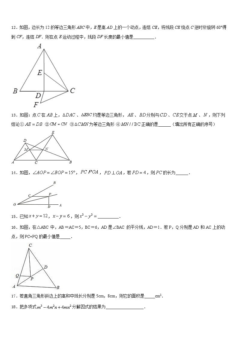 江苏省兴化市乐吾实验学校2023-2024学年数学八年级第一学期期末考试模拟试题含答案第3页