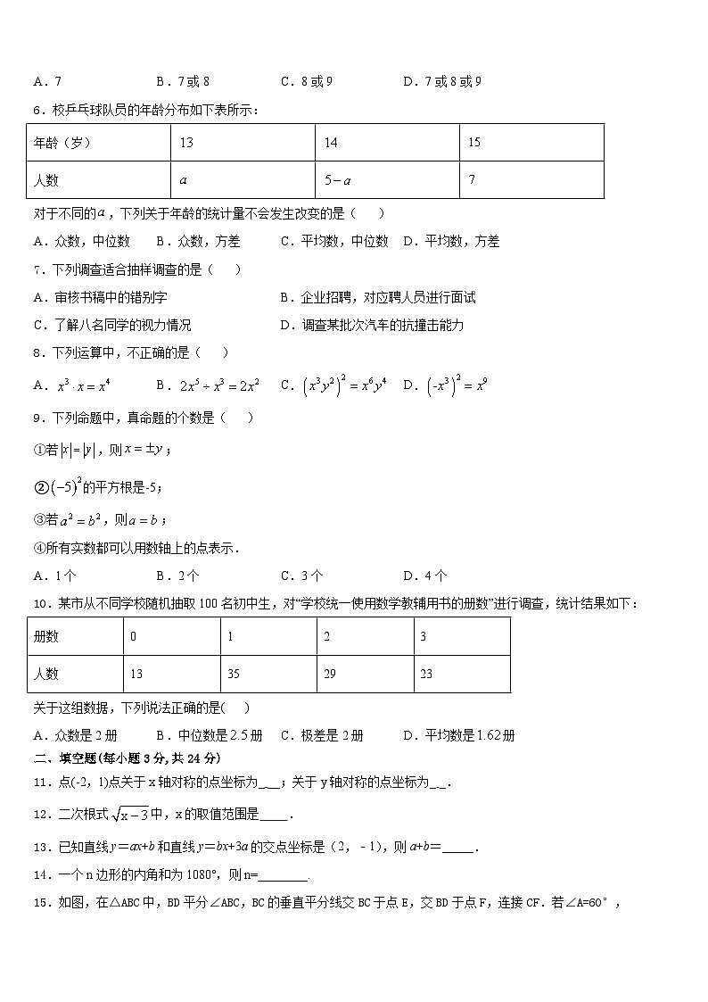 江苏省江阴南闸实验学校2023-2024学年八年级数学第一学期期末教学质量检测模拟试题含答案02