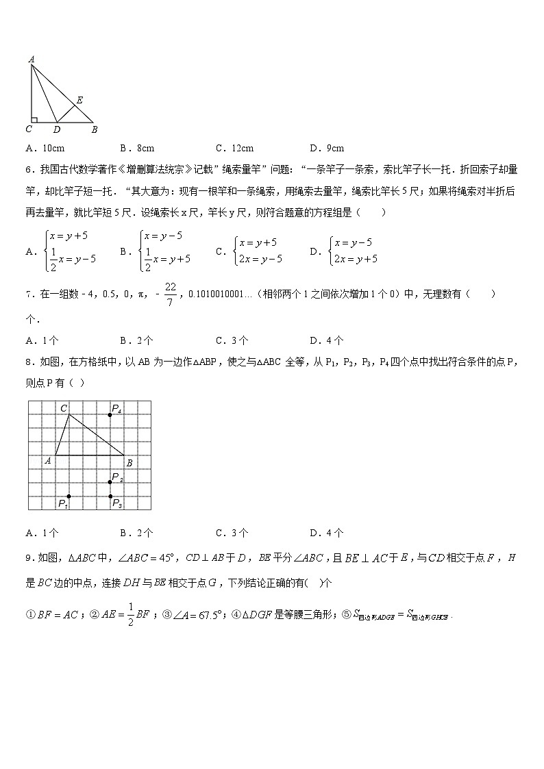 江苏省盐城市大丰区大丰区万盈镇沈灶初级中学2023-2024学年数学八年级第一学期期末教学质量检测试题含答案02