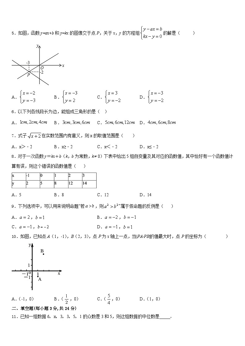 江西省宜春第九中学2023-2024学年八上数学期末联考试题含答案第2页