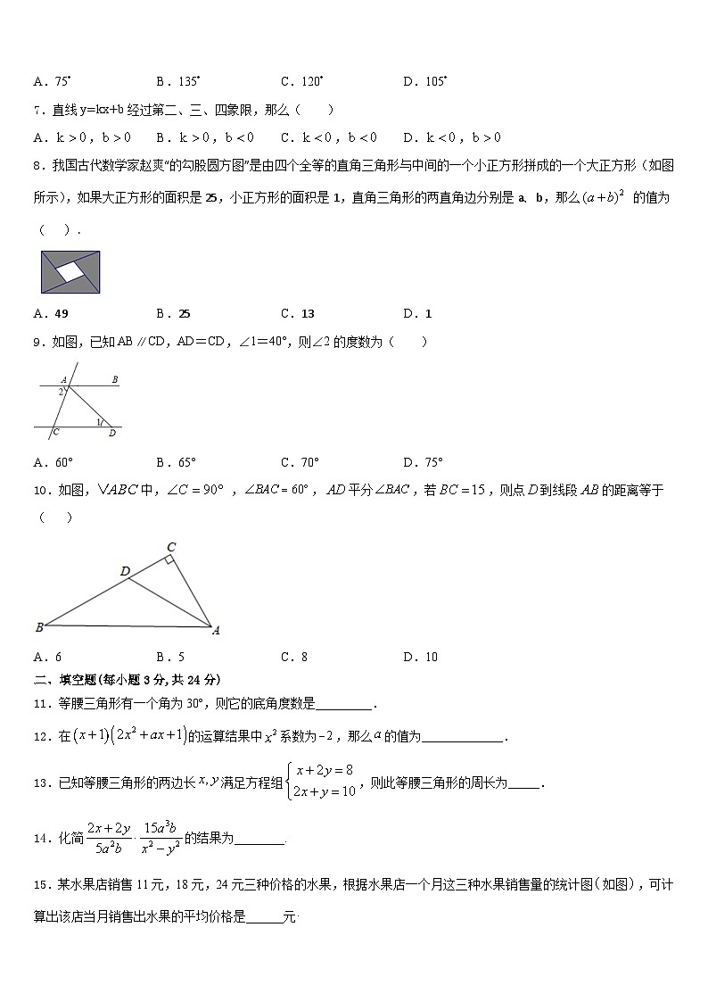 浙江杭州西湖区保俶塔实验学校2023-2024学年八年级数学第一学期期末考试模拟试题含答案第2页