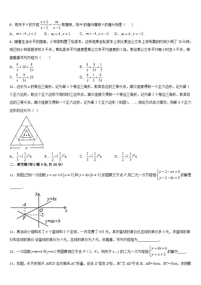 浙江省嵊州市谷来镇中学2023-2024学年八上数学期末考试试题含答案第2页