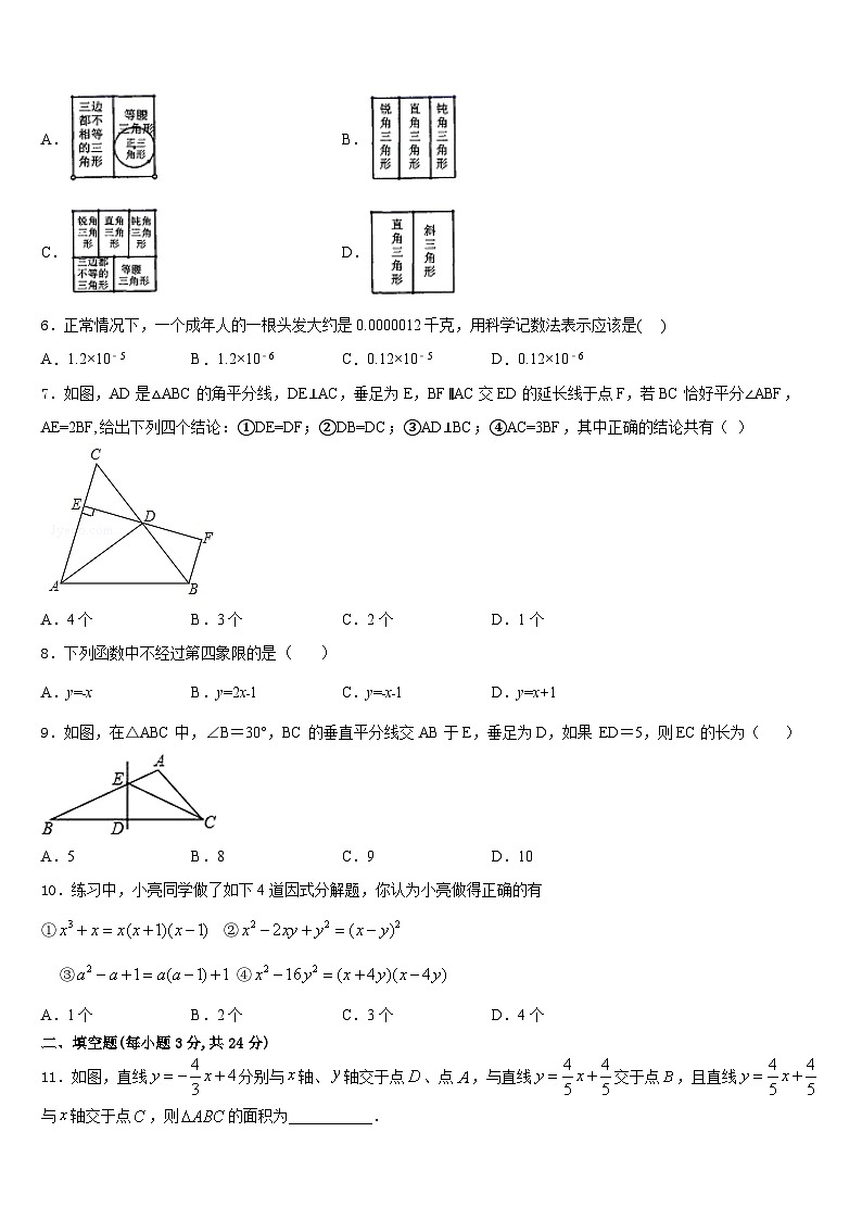 浙江省温州市绣山中学2023-2024学年八年级数学第一学期期末联考模拟试题含答案02