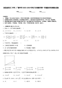 湖北省武汉二中学、广雅中学2023-2024学年八年级数学第一学期期末检测模拟试题含答案