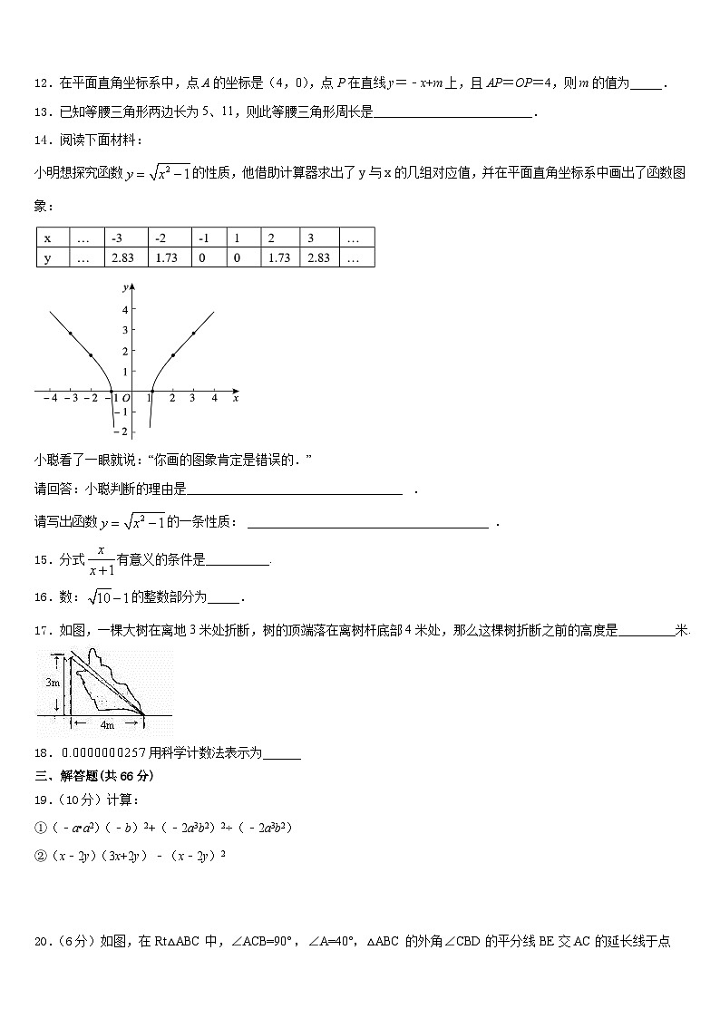 湖南省邵阳市第十一中学2023-2024学年数学八上期末教学质量检测模拟试题含答案03