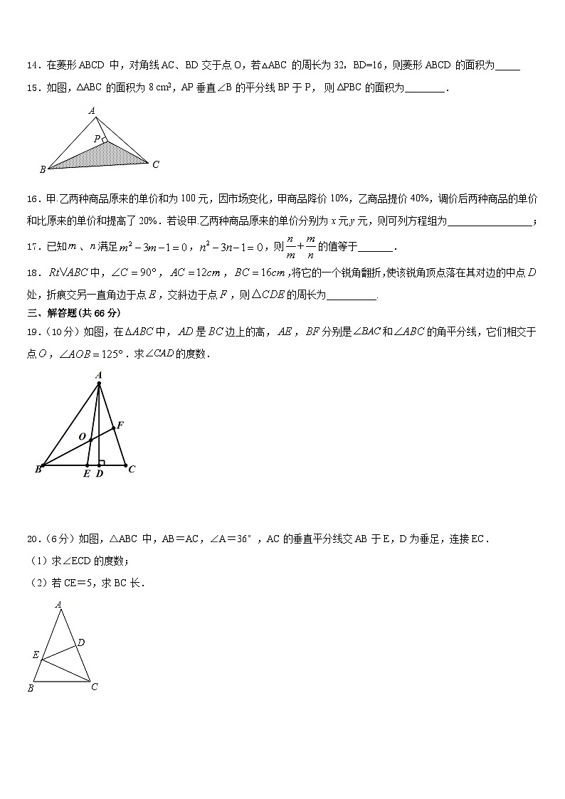 福建省三明市溪一中学2023-2024学年数学八年级第一学期期末质量检测模拟试题含答案第3页