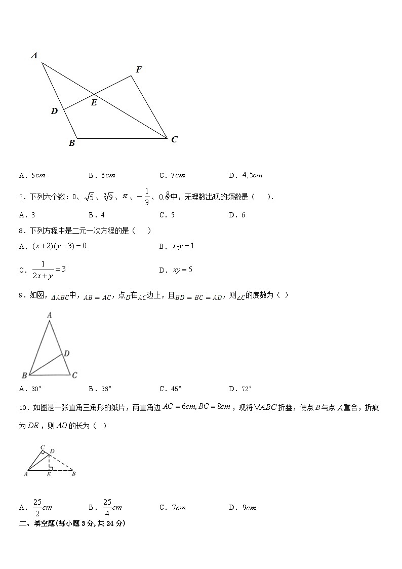 福建省厦门外国语海沧附属学校2023-2024学年八上数学期末学业质量监测试题含答案02