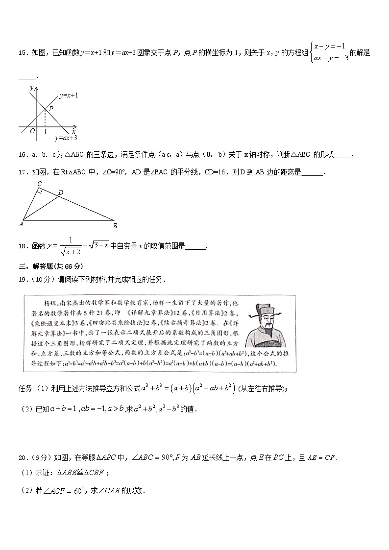 福建省莆田市第二十五中学2023-2024学年八上数学期末综合测试模拟试题含答案第3页