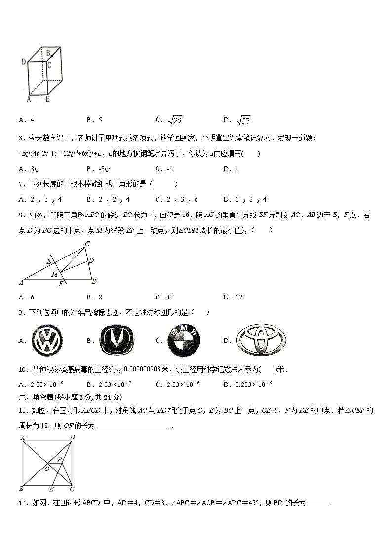 福建省厦门市第六中学2023-2024学年八上数学期末质量检测模拟试题含答案02