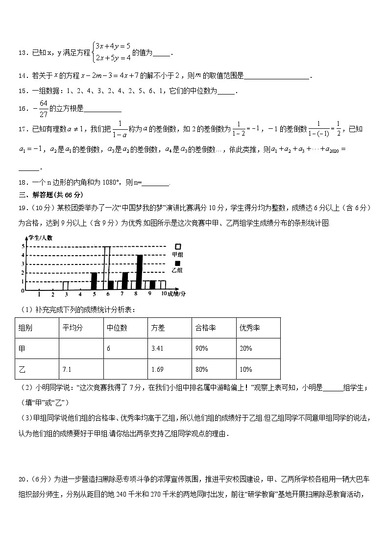 江西省南昌一中学2023-2024学年八年级数学第一学期期末学业水平测试模拟试题含答案03