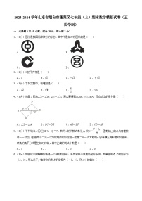 山东省烟台市蓬莱区2023-2024学年上学期七年级期末数学模拟试卷（五四学制）