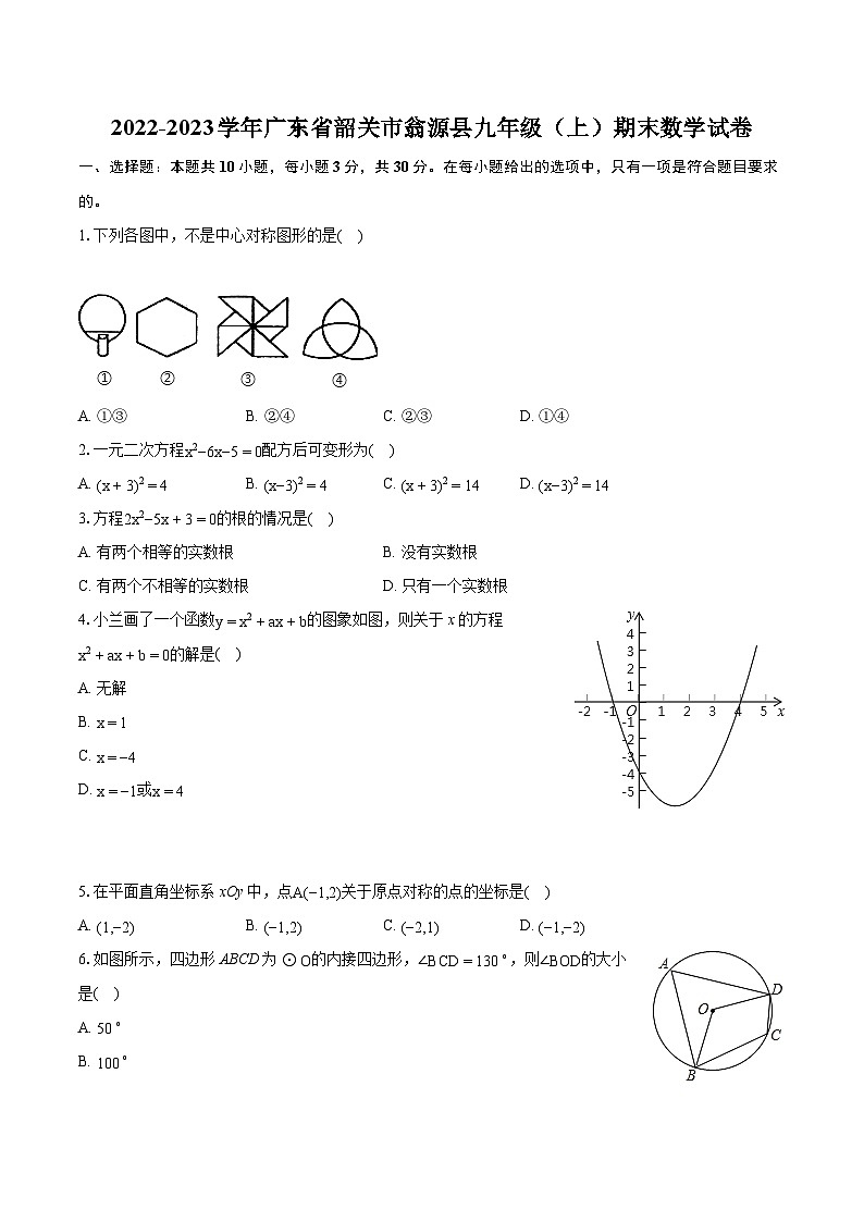 2022-2023学年广东省韶关市翁源县九年级（上）期末数学试卷（含详细答案解析）01