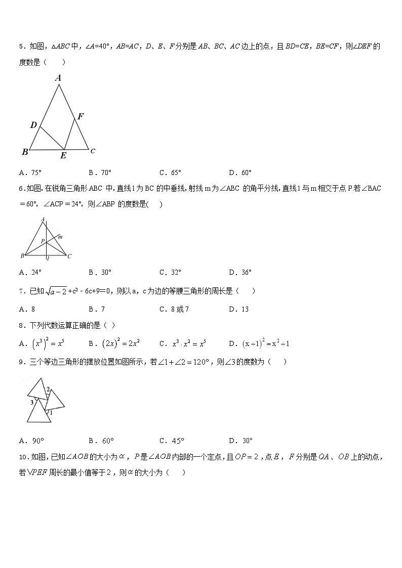 2023-2024学年吉林省白山市数学八上期末统考试题含答案02