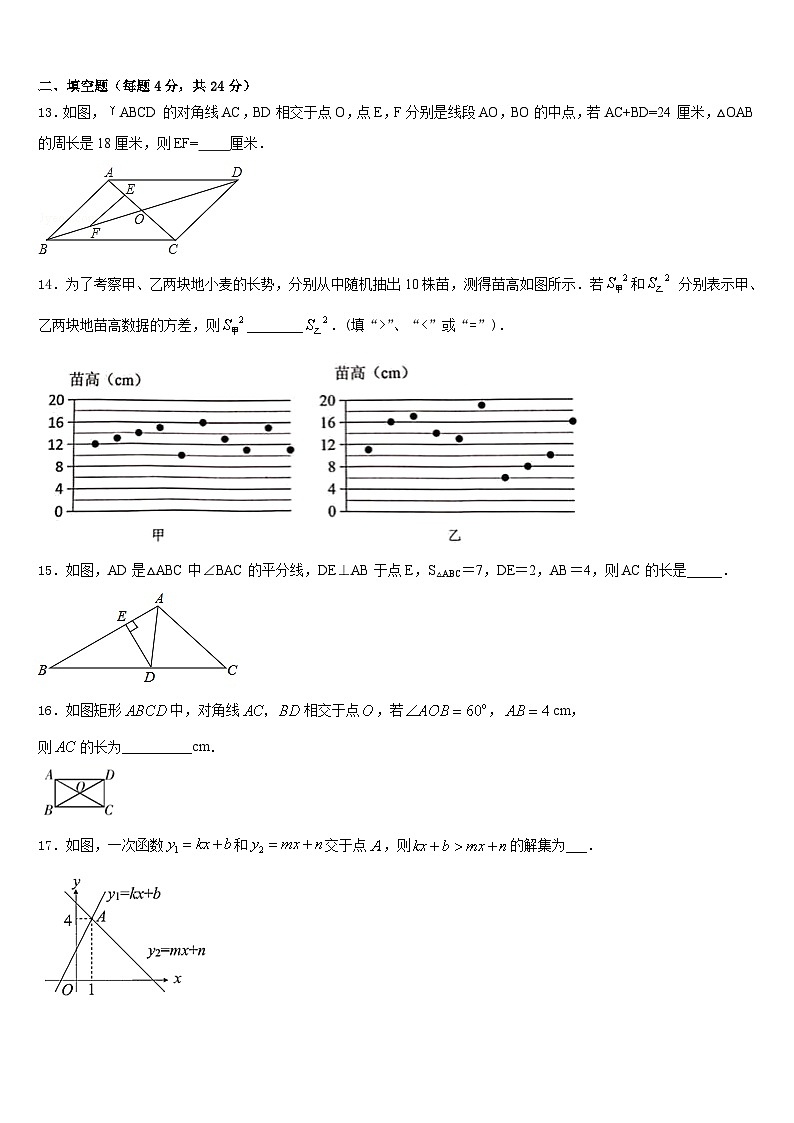 2023-2024学年四川省遂宁城区五校联考八年级数学第一学期期末质量跟踪监视试题含答案第3页