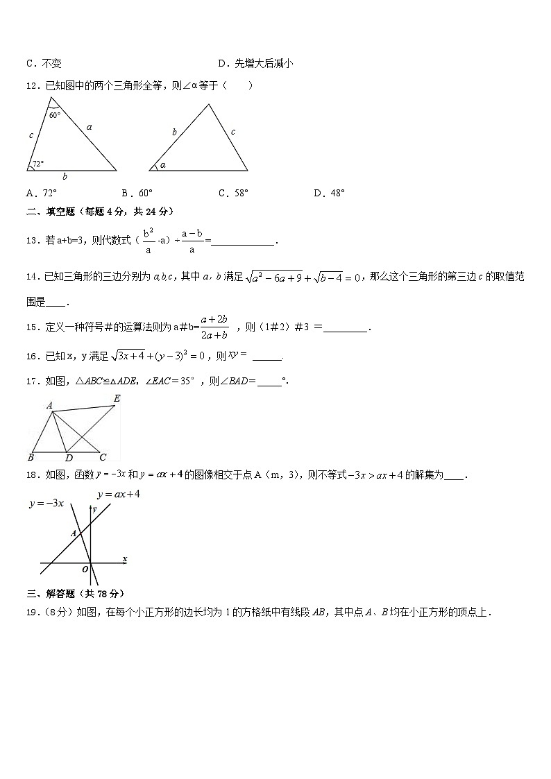 2023-2024学年四川省遂宁中学八上数学期末统考试题含答案03