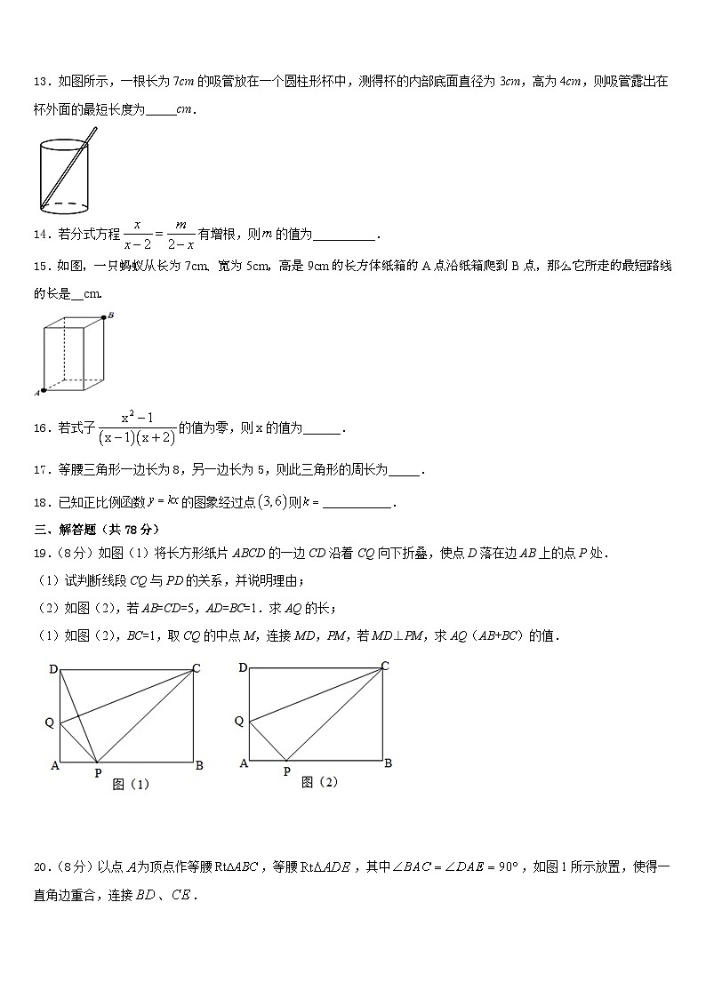 2023-2024学年安徽省六安市舒城县八上数学期末考试模拟试题含答案第3页