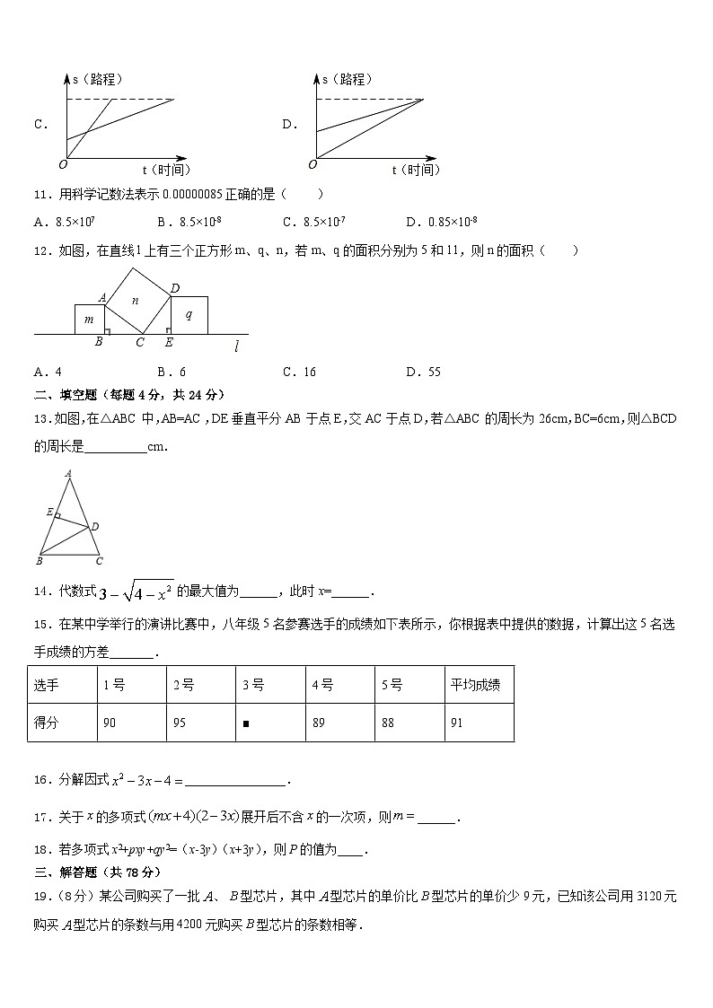 2023-2024学年山东省安丘市景芝中学数学八上期末统考模拟试题含答案第3页