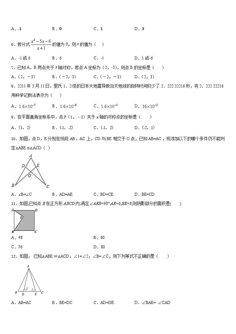 2023-2024学年山东省寿光市八年级数学第一学期期末达标检测模拟试题含答案02