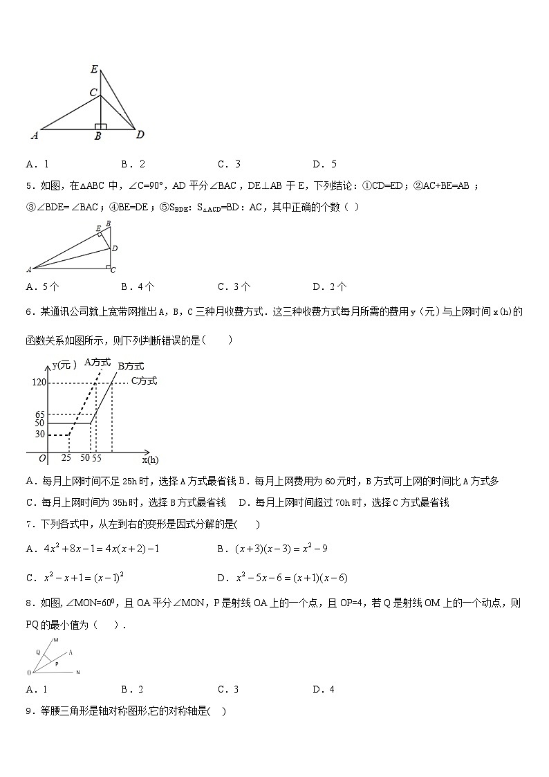 2023-2024学年山东省枣庄峄城区六校联考八上数学期末考试模拟试题含答案第2页