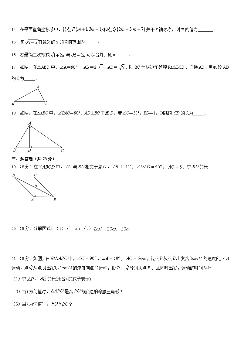 2023-2024学年山东省滨州阳信县联考数学八上期末调研试题含答案03