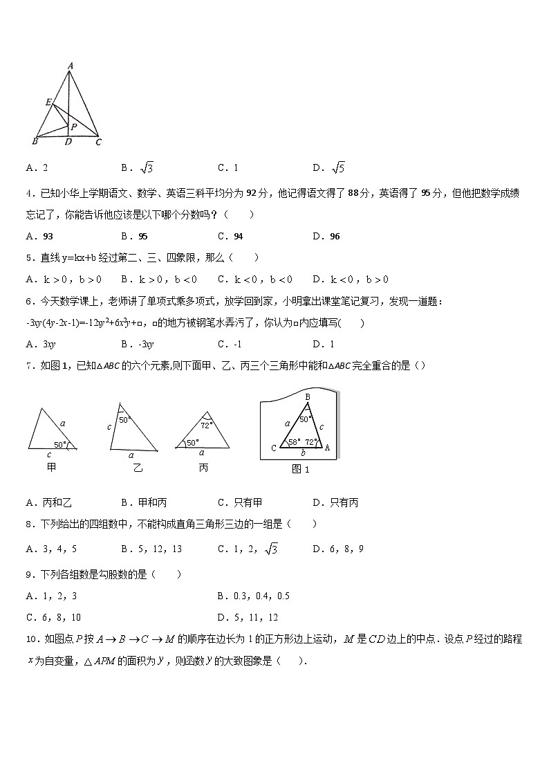 2023-2024学年山东省济南七校联考八上数学期末监测模拟试题含答案02
