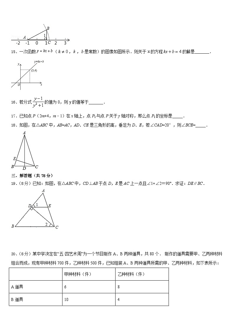 2023-2024学年山东省郯城县红花镇初级中学八年级数学第一学期期末监测模拟试题含答案03