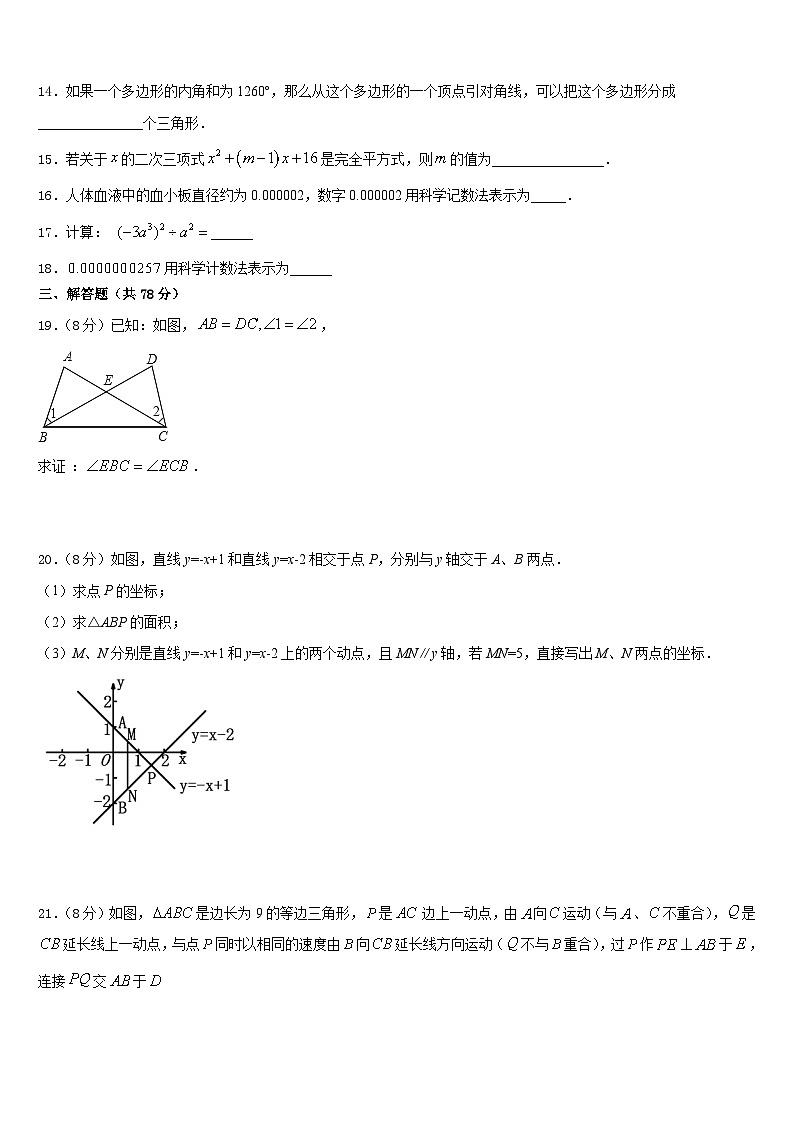 2023-2024学年广西南宁市天桃实验学校八上数学期末学业质量监测模拟试题含答案第3页