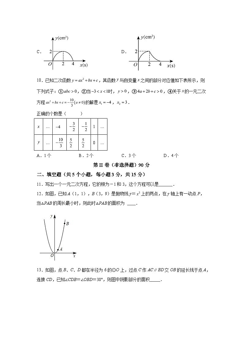 山西省朔州市怀仁市第九中学校2023-2024学年九年级上学期月考数学试题（含解析）03