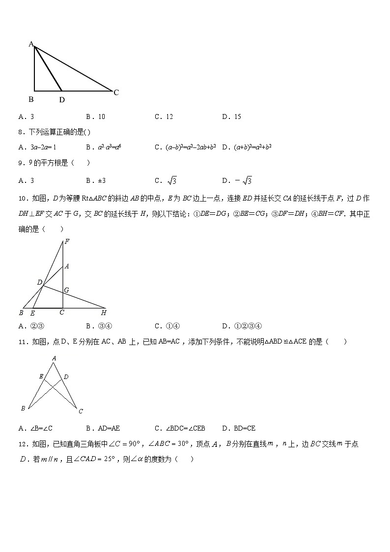2023-2024学年河南省扶沟县八上数学期末综合测试模拟试题含答案02