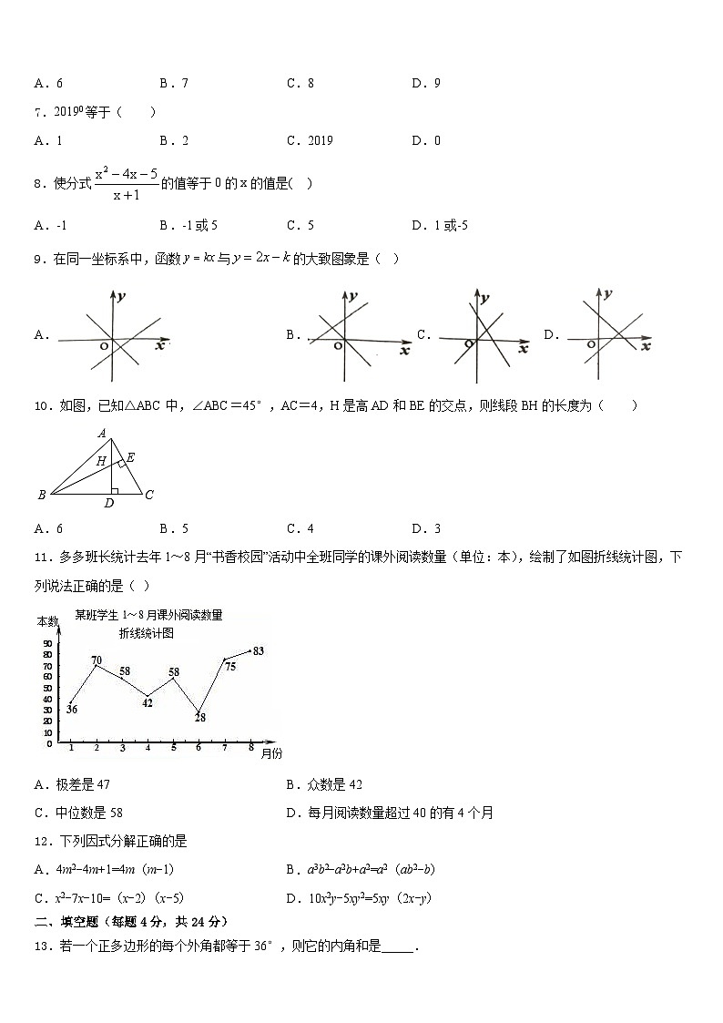 2023-2024学年浙江省杭州市富阳区城区联考八年级数学第一学期期末达标测试试题含答案第2页