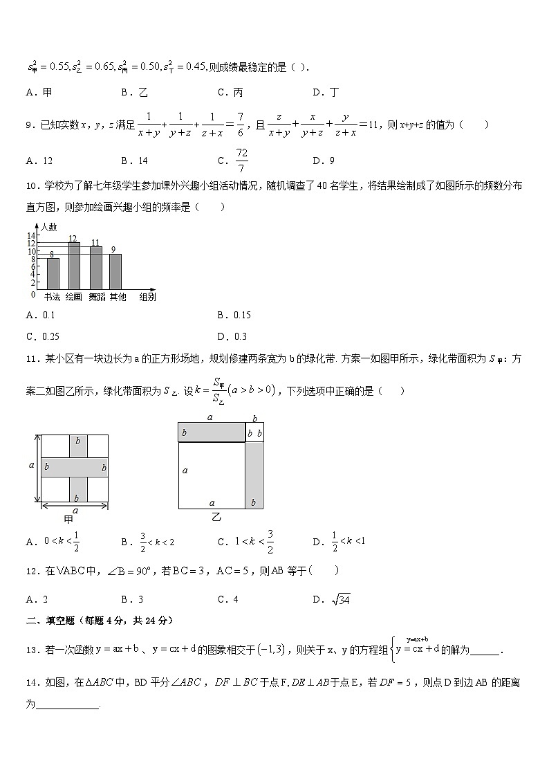 2023-2024学年浙江省台州市黄岩区黄岩实验中学八年级数学第一学期期末调研模拟试题含答案02