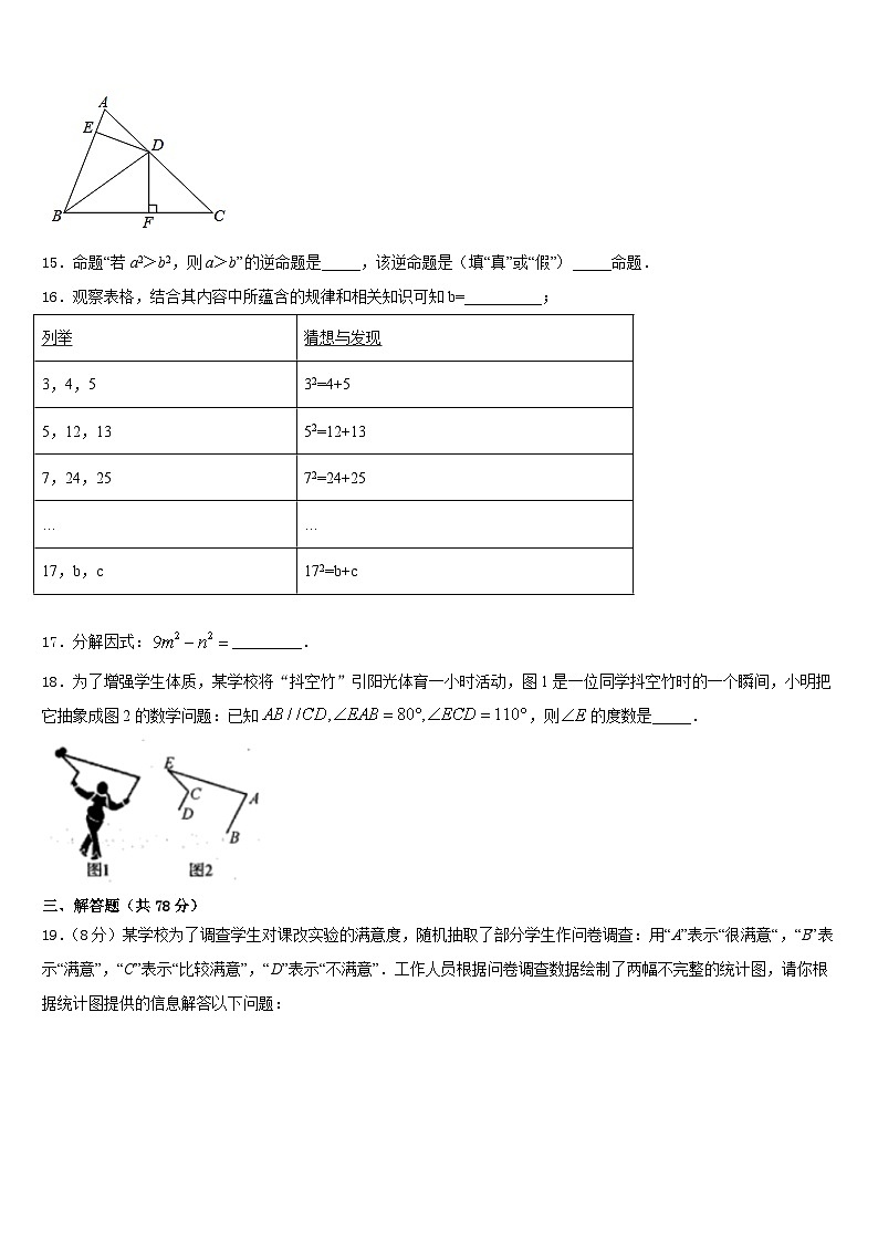 2023-2024学年浙江省台州市黄岩区黄岩实验中学八年级数学第一学期期末调研模拟试题含答案03