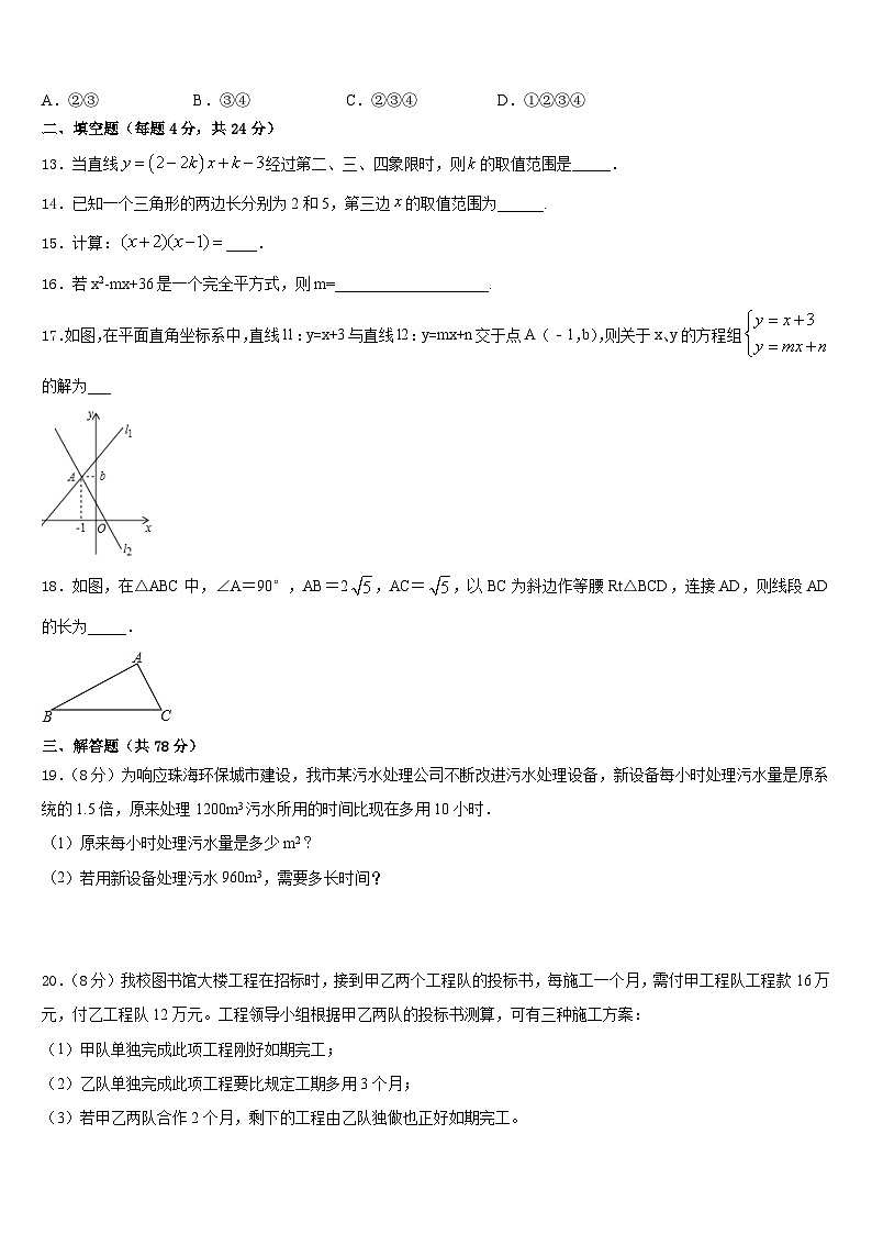 2023-2024学年湖北省武汉东湖高新区八上数学期末综合测试模拟试题含答案03