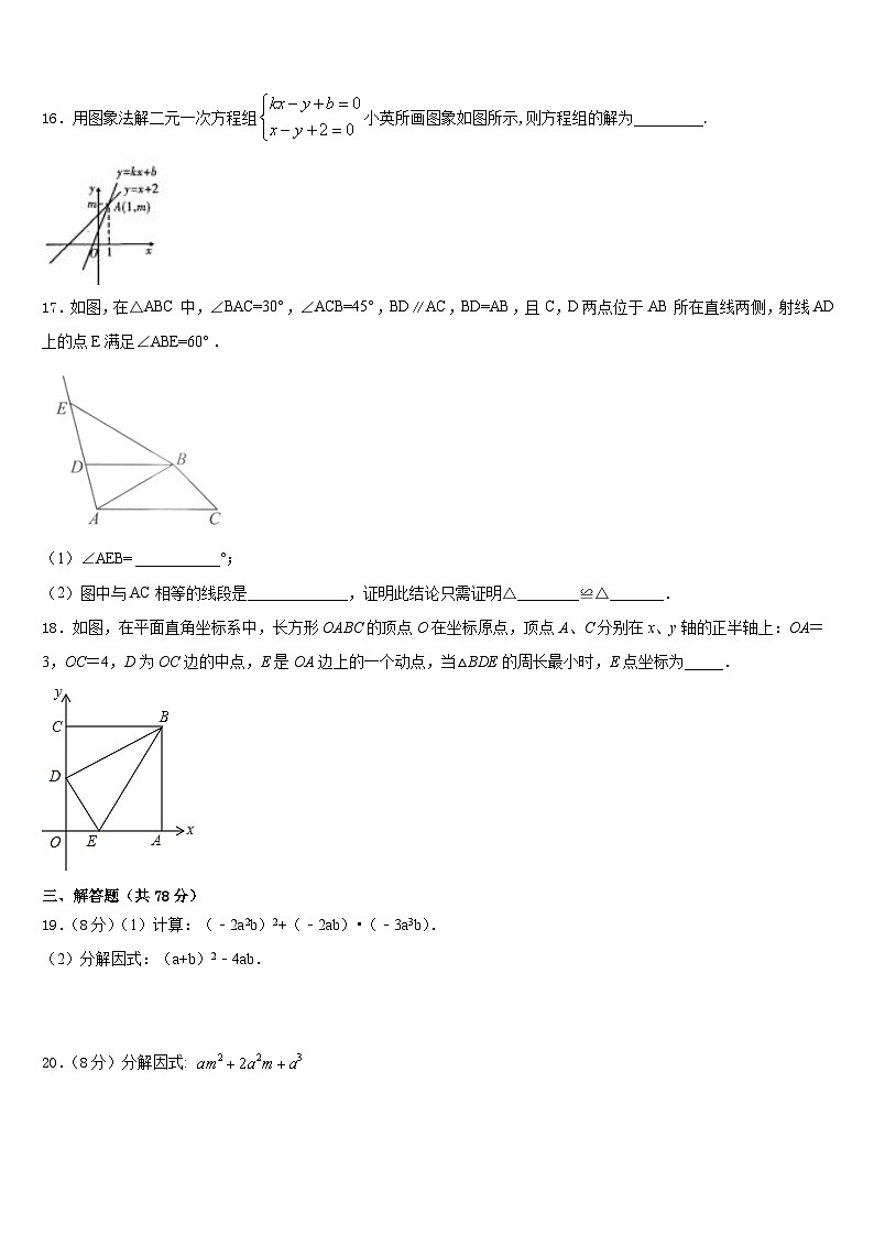 2023-2024学年湖北省武汉江夏区五校联考数学八上期末联考模拟试题含答案03