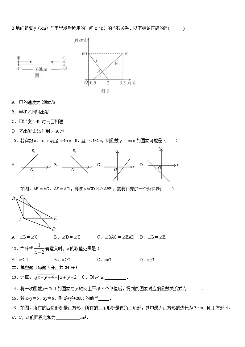 2023-2024学年湖北省枣阳市实验中学数学八上期末调研试题含答案03