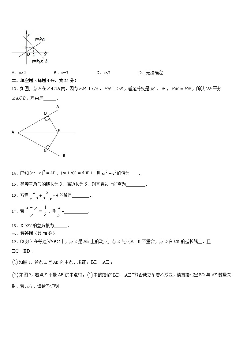 2023-2024学年湖南省长沙青竹湖湘一外国语学校数学八上期末达标检测模拟试题含答案03