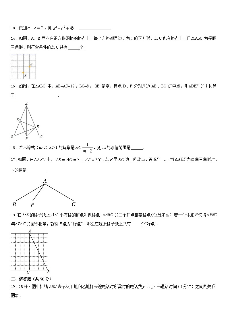2023-2024学年湖南省株洲市八上数学期末质量检测模拟试题含答案第3页