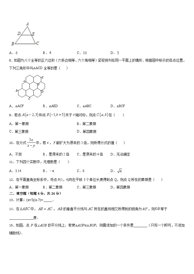 2023-2024学年甘孜市重点中学数学八上期末考试试题含答案02