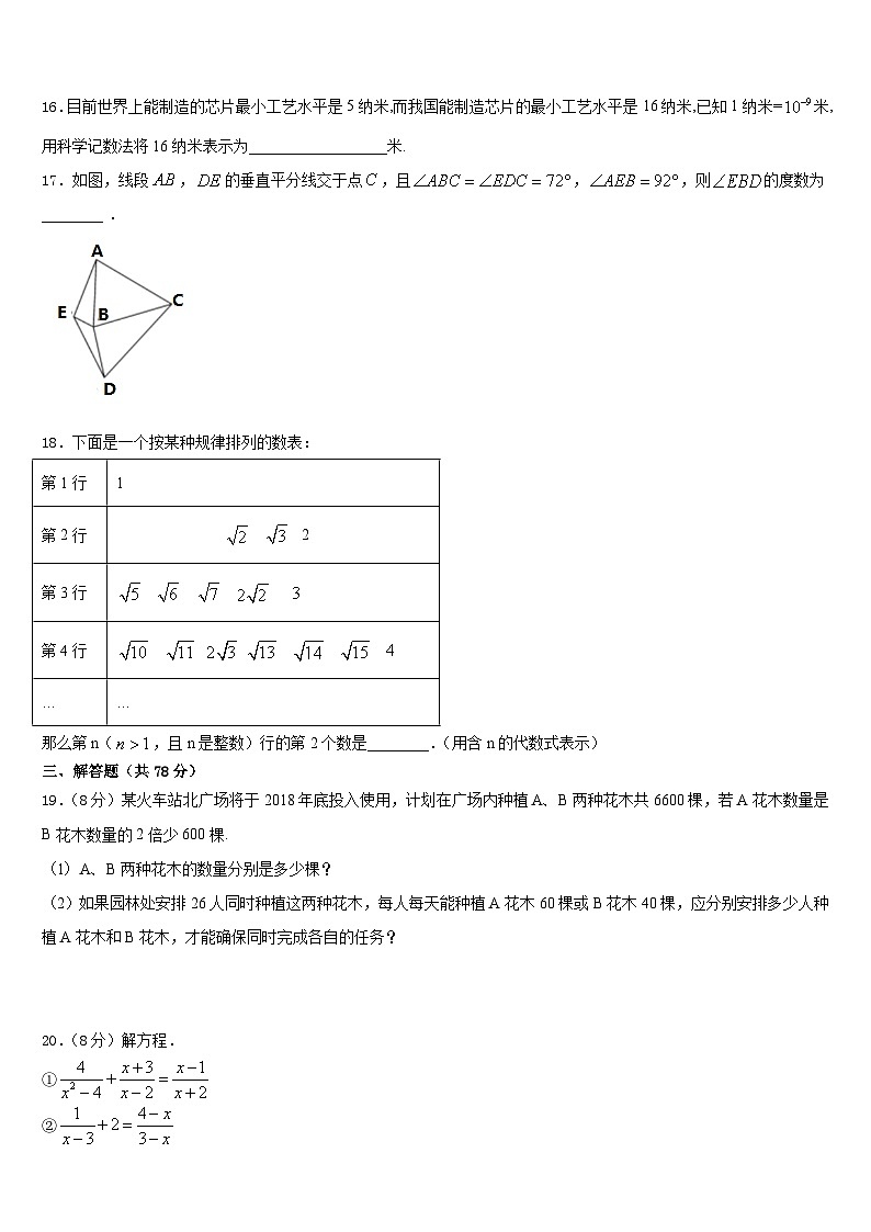 中卫市重点中学2023-2024学年数学八年级第一学期期末监测试题含答案03