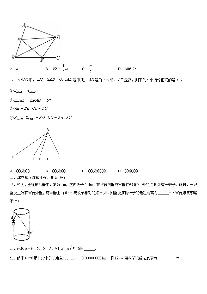 吉林省东北师范大附属中学2023-2024学年八上数学期末考试试题含答案03