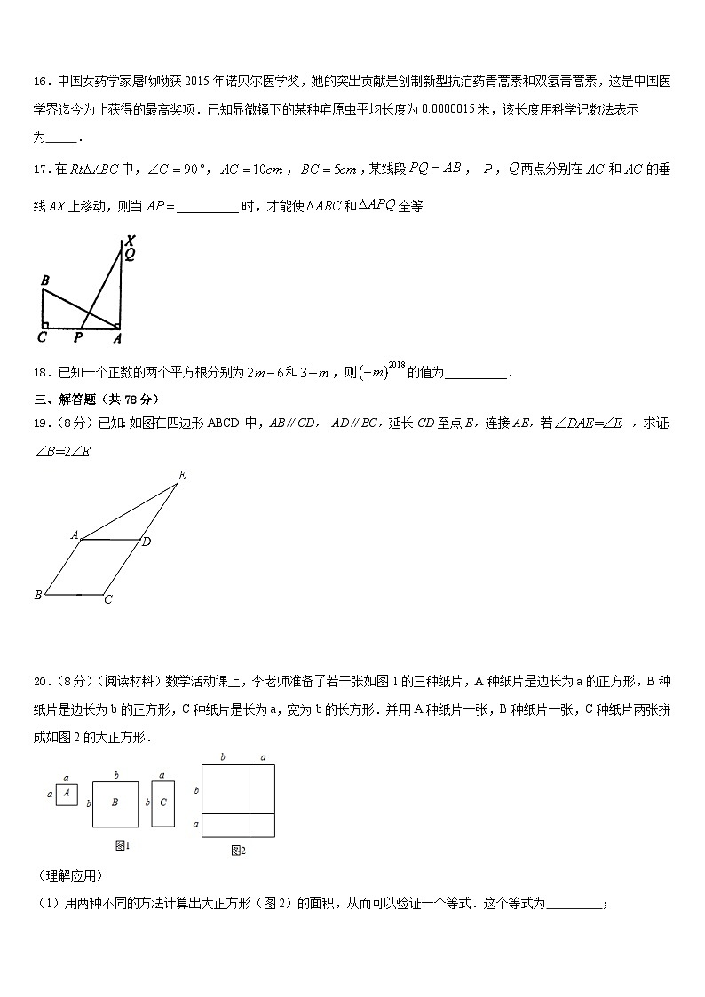 四川省营山县2023-2024学年八年级数学第一学期期末复习检测模拟试题含答案03
