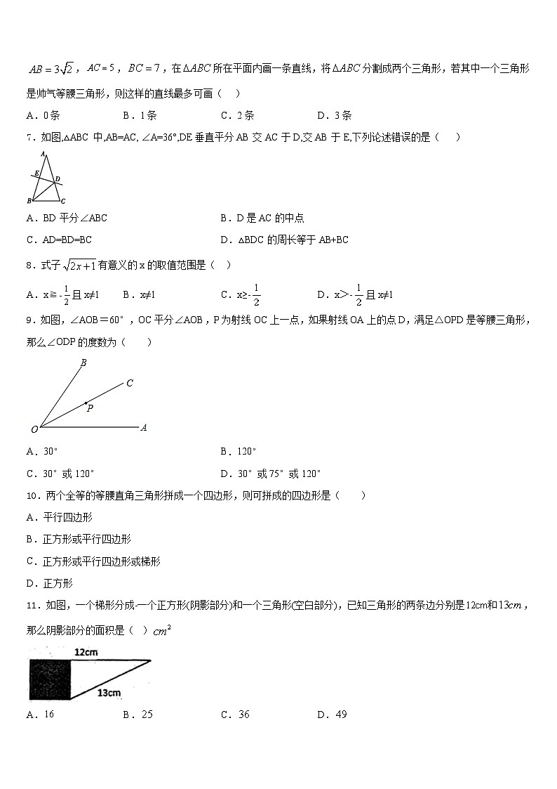 2023-2024学年山东省淄博沂源县联考数学八上期末学业水平测试模拟试题含答案02