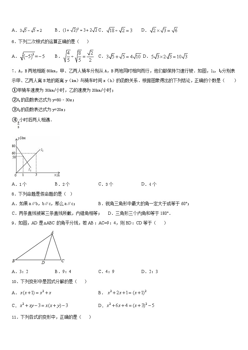 安徽省亳州市高炉学校2023-2024学年八年级数学第一学期期末复习检测模拟试题含答案第2页