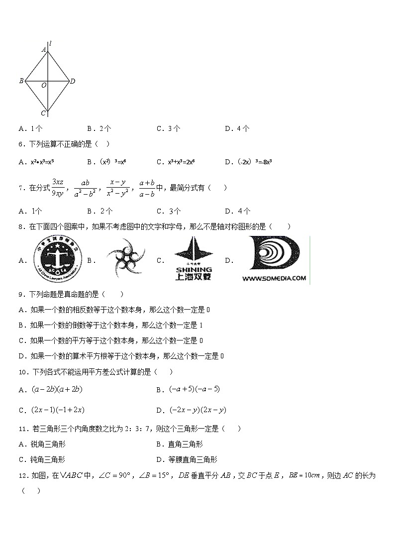 安徽省砀山县2023-2024学年八年级数学第一学期期末调研试题含答案第2页