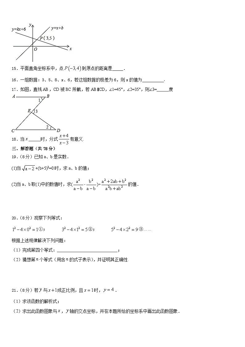 安徽省阜阳市第十九中学2023-2024学年数学八年级第一学期期末考试模拟试题含答案第3页