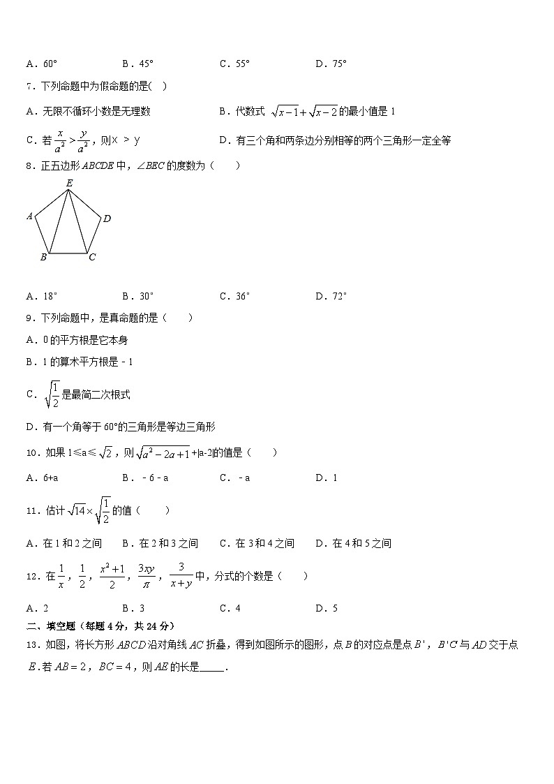 安徽省淮南市大通区（东部地区）2023-2024学年八上数学期末达标测试试题含答案第2页