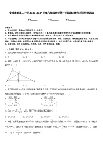 安徽省郎溪二中学2023-2024学年八年级数学第一学期期末教学质量检测试题含答案