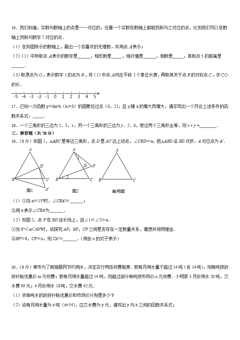 山东单县北城三中联考2023-2024学年数学八上期末检测模拟试题含答案03